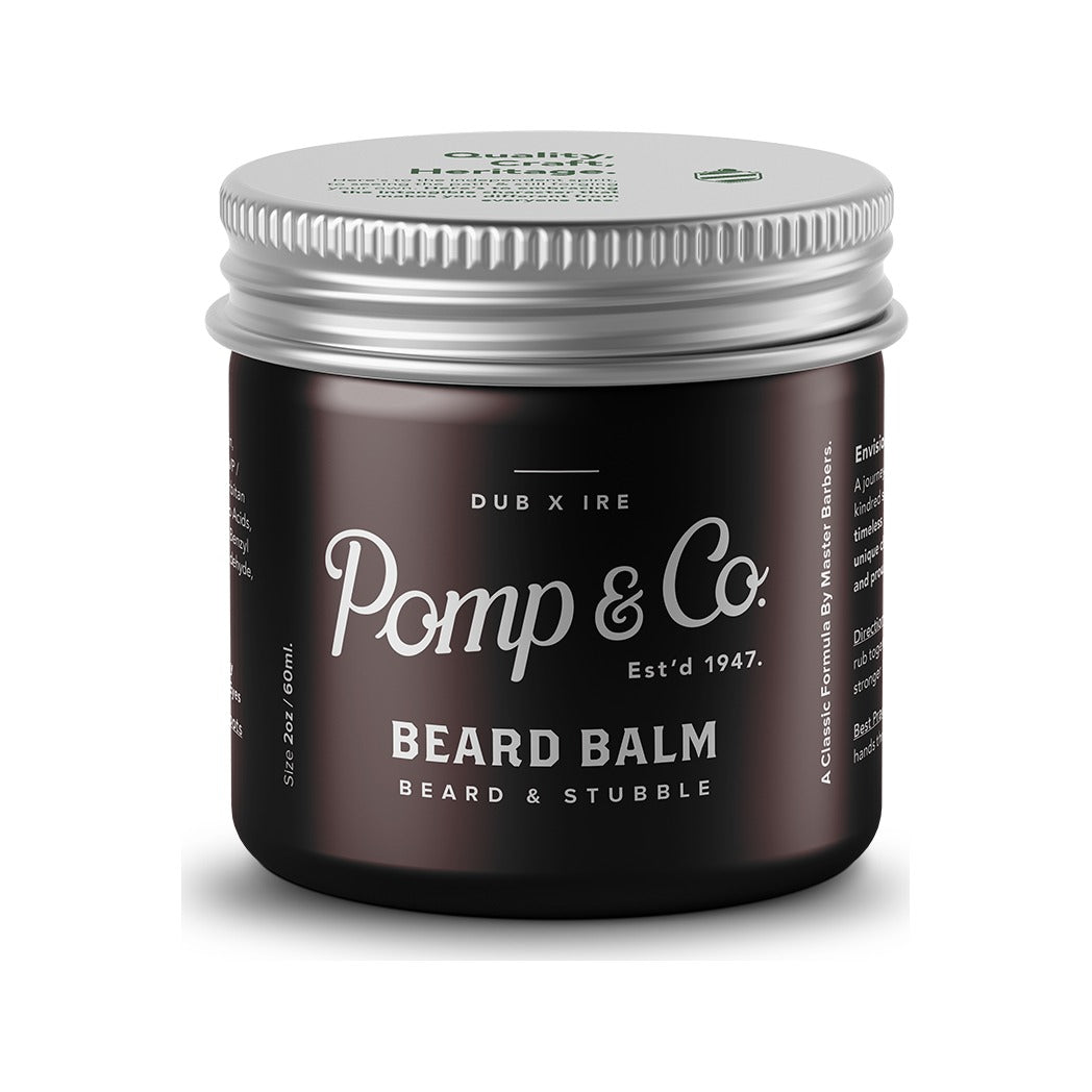 Pomp & Co. Beard Balm - gesloten bruine pot met zilveren deksel