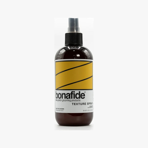 Bona Fide Texture Spray - bruine sprayflacon met geel label vooraanzicht