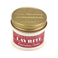 Layrite Supershine Cream - gesloten pot met rood etiket en gouden deksel