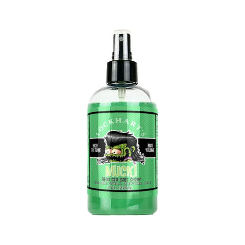 Lockhart's Dead Sea Salt Spray - groene sprayflacon Mucki met vooraanzicht etiket