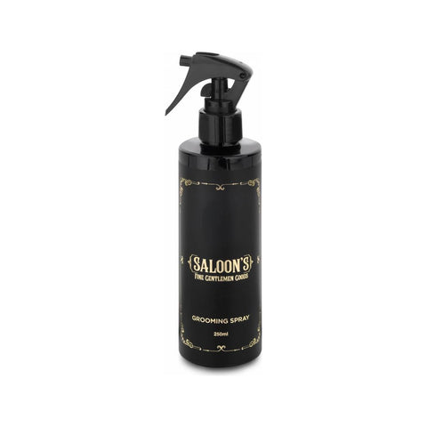 Saloon's Grooming Spray - zwarte sprayflacon 250ml met gouden opdruk, vooraanzicht